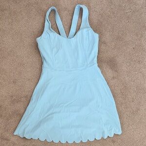 Women’s Light Blue Scalloped-Hem Mini Dress